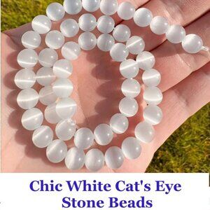 Chic White Cat's Eye Stone Beads